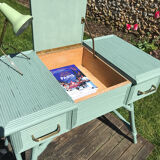 Vintage rattan desk 1950 color green