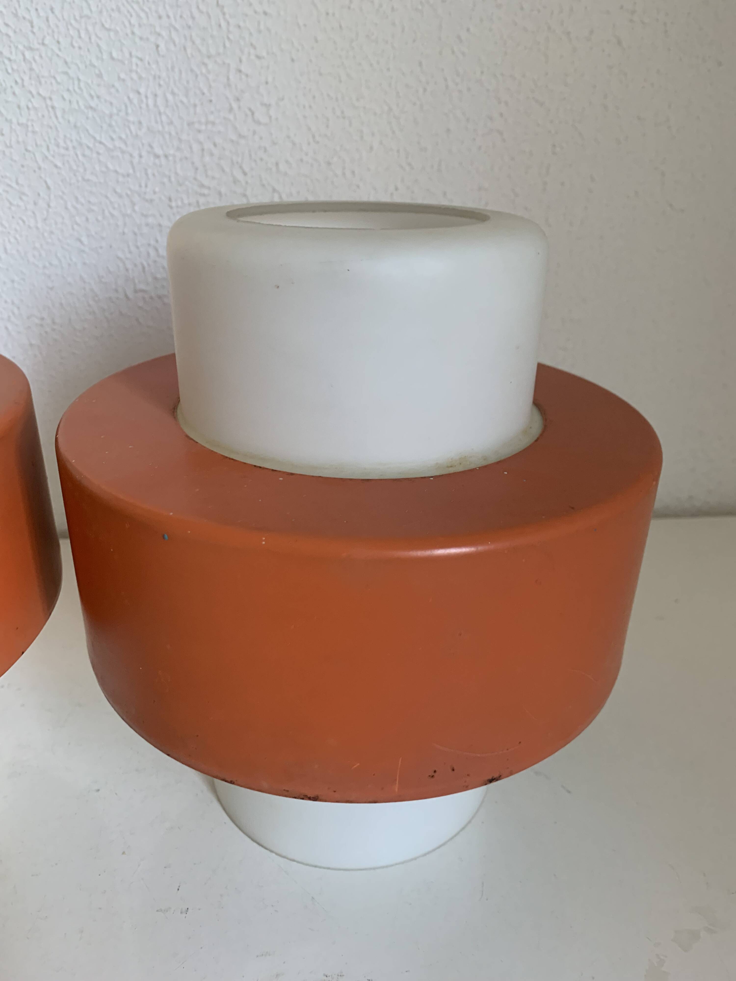 Paire suspension vintage 1960 Louis Kalff "Lierre" Philips carotte - 22 cm