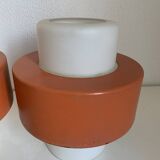 Paire suspension vintage 1960 Louis Kalff "Lierre" Philips carotte - 22 cm