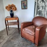 Leather club armchair, art deco