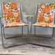 Pair of folding metal lerolin chairs in 70's fabric