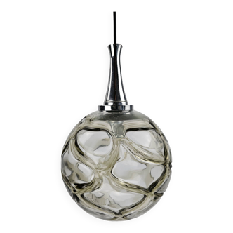 Doria Leuchten suspension vintage verre et chrome