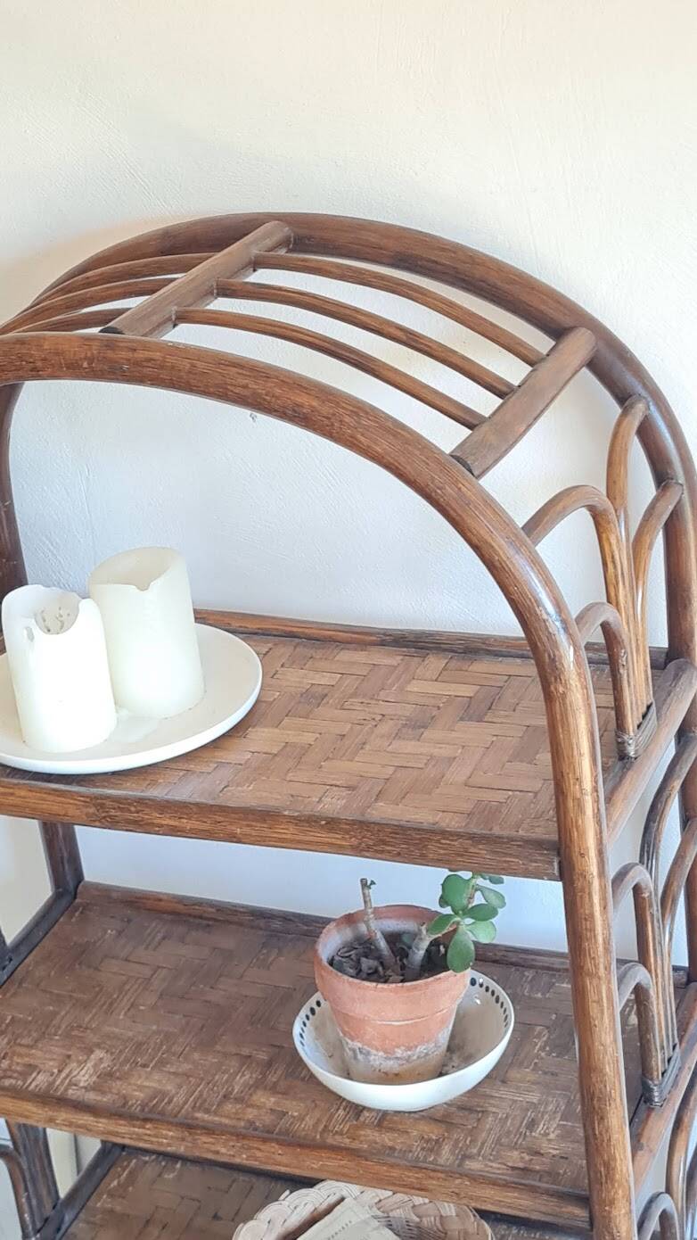 Vintage rattan library from the 70s