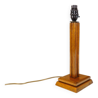 Vintage 1930s British Art Deco Oak Table Lamp