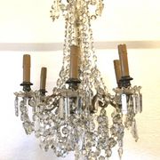 Bronze chandelier with 6 light arms and pendants