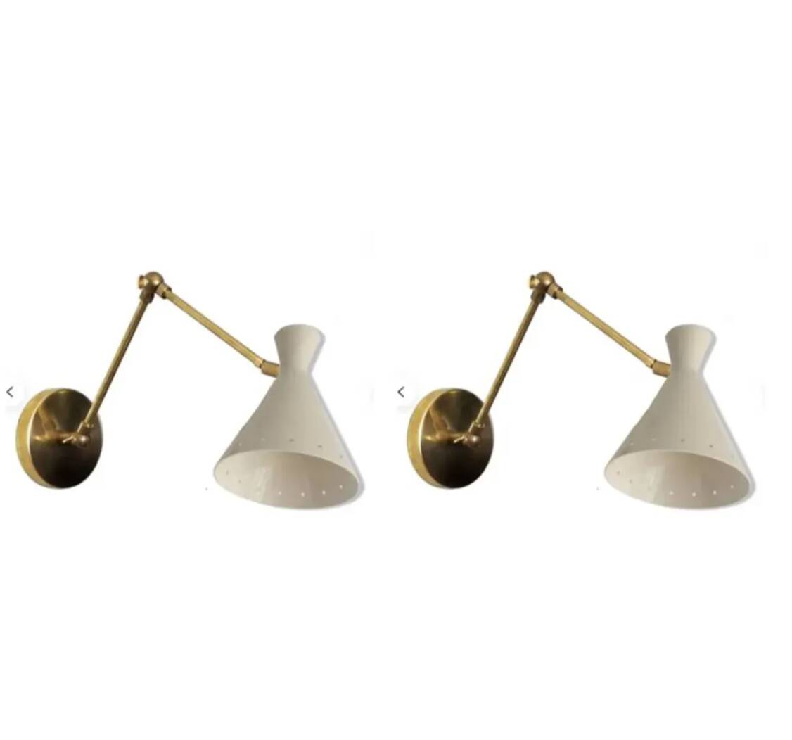 Pair of Italian wall sconces in the style of the 1950s.