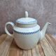 Antique teapot Terre de Fer Opaque from Sarreguemines – Blue checkerboard frieze
