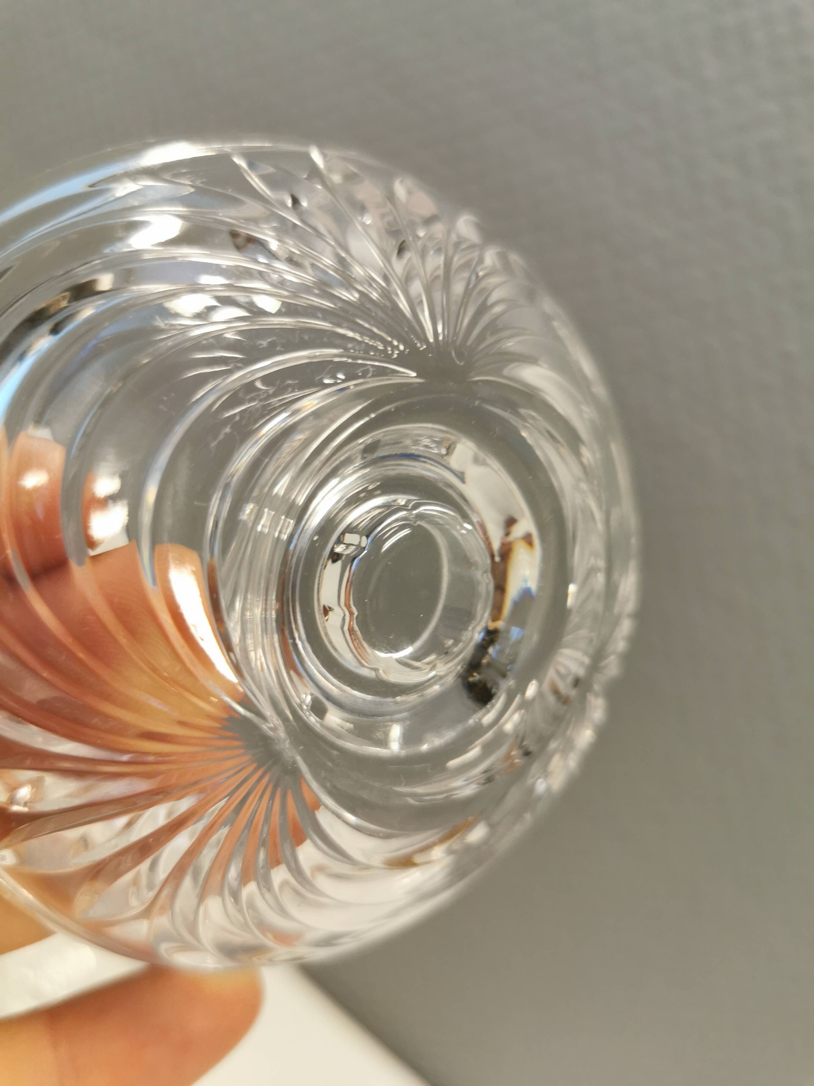 A set of beautiful rock crystal glass candle holders from Swedish Orrefors. Estimated 1970s.