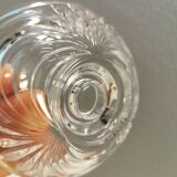 A set of beautiful rock crystal glass candle holders from Swedish Orrefors. Estimated 1970s.