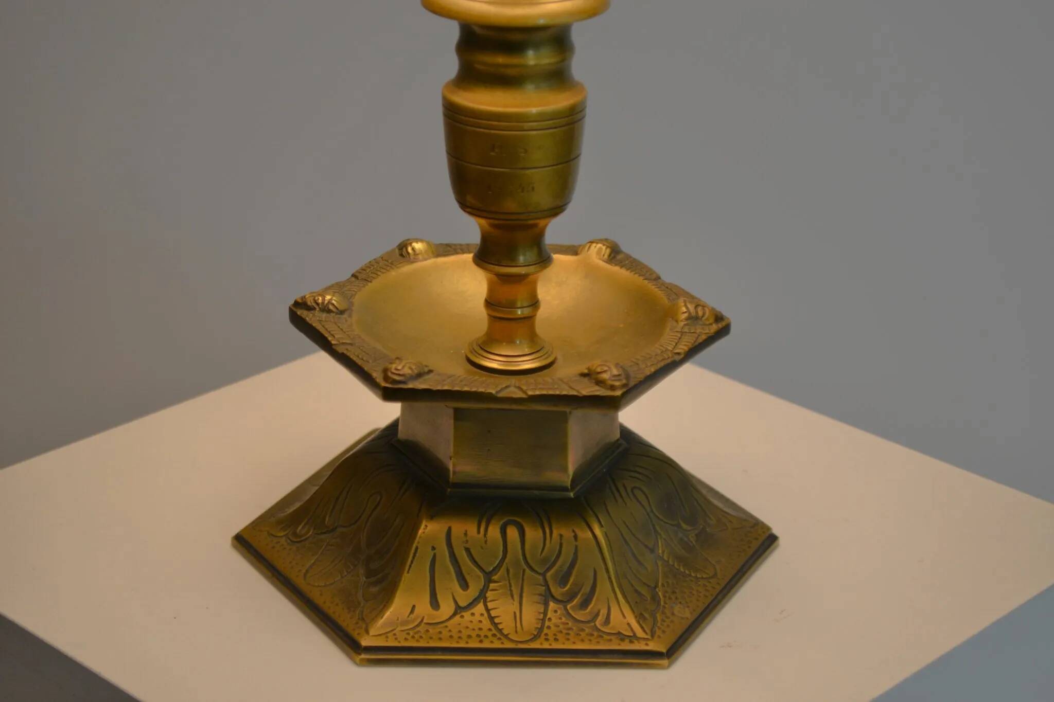 Solid Brass Table Lamp by Oscar Antonssons for Ystad-Metall, Sweden, 1940s