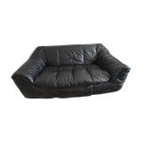 80s black leather Sloop Sloop Line Sofa