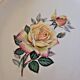 6 Gien Gardanne dinner plates, pink and yellow, with gold trim