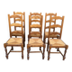 6 solid wood and straw chairs with high farmhouse-style backs