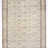 7x10 Floral Cream & Brown Vintage Rug, 212x317Cm