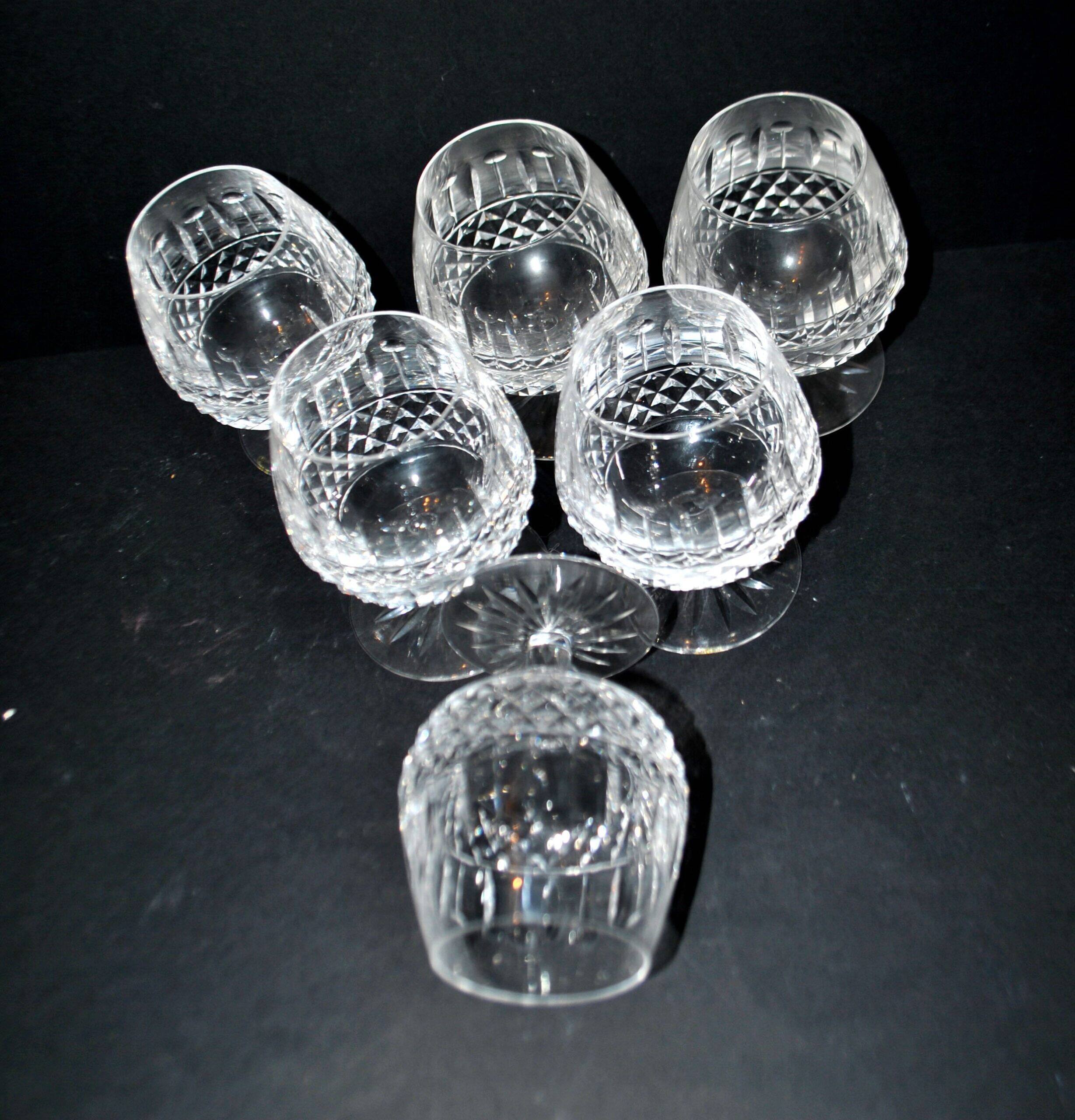 Lorraine crystal cut cognac glasses set of 6 in the style of Tommy Lemberg.