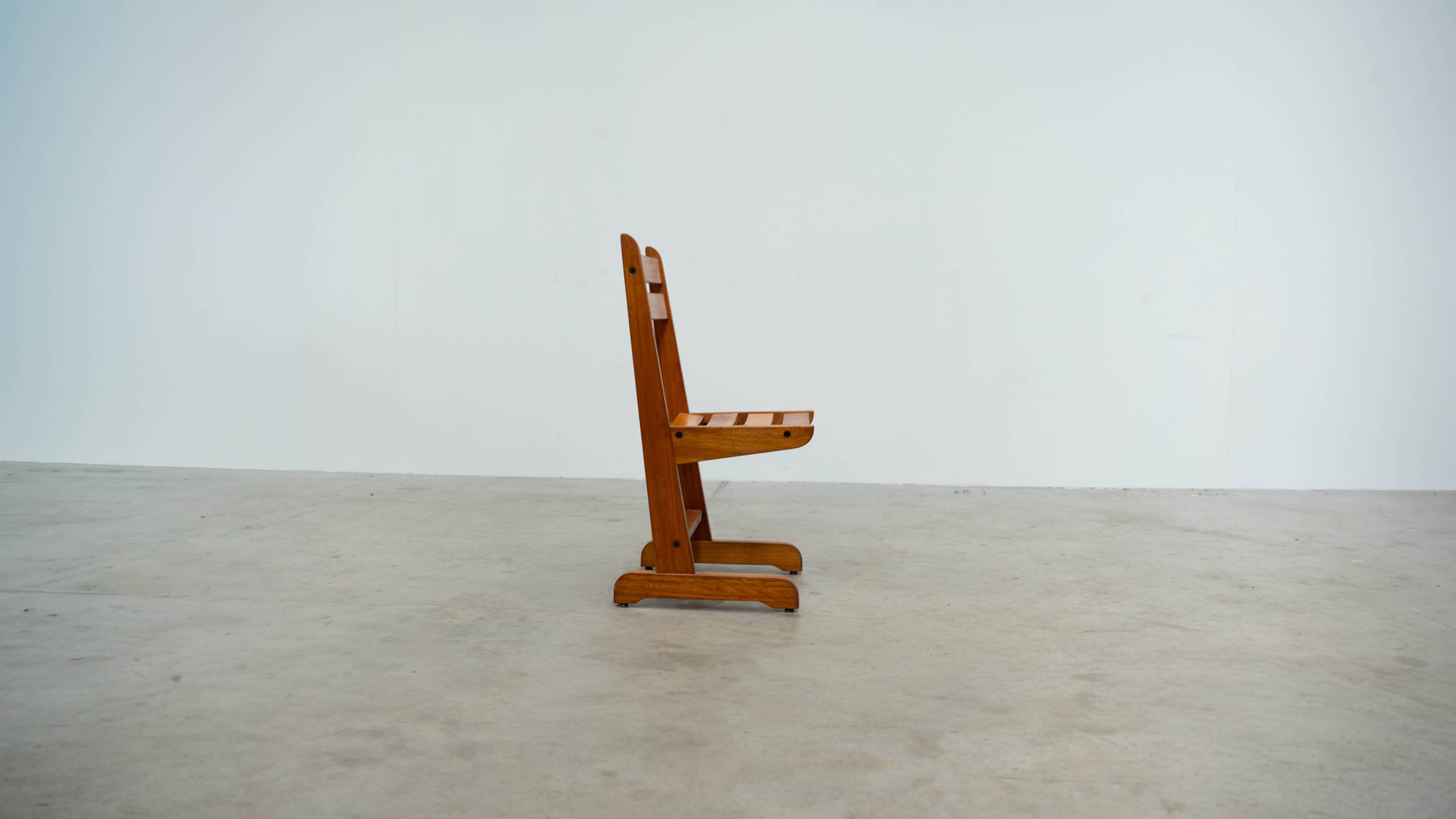 Set of six sculptural oak dining chairs