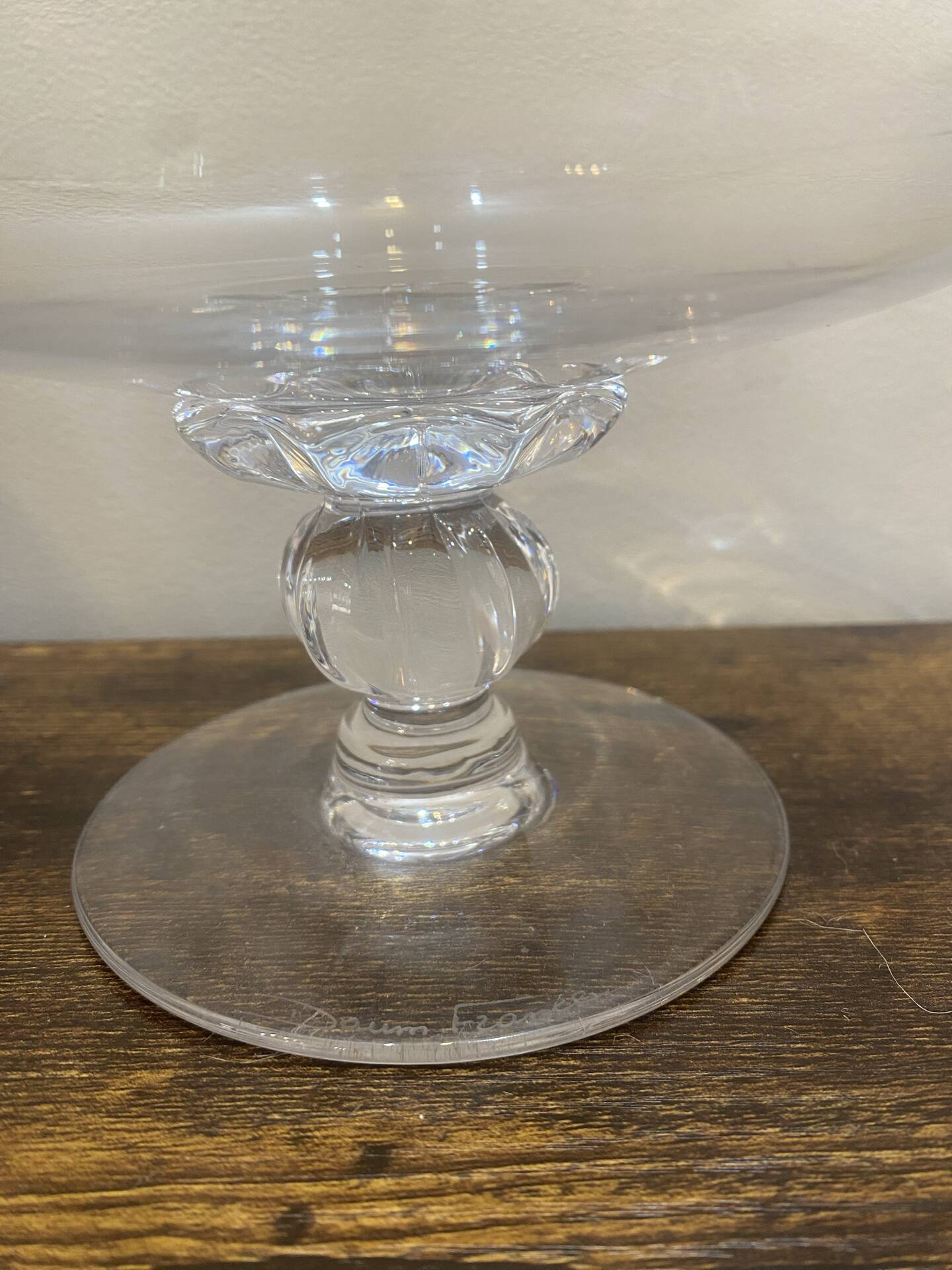Footed coupe Daum France in signed crystal – Vintage centrepiece