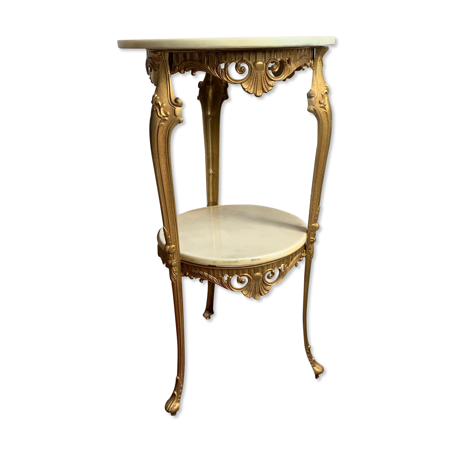 Table d'appoint bronze et marbre
