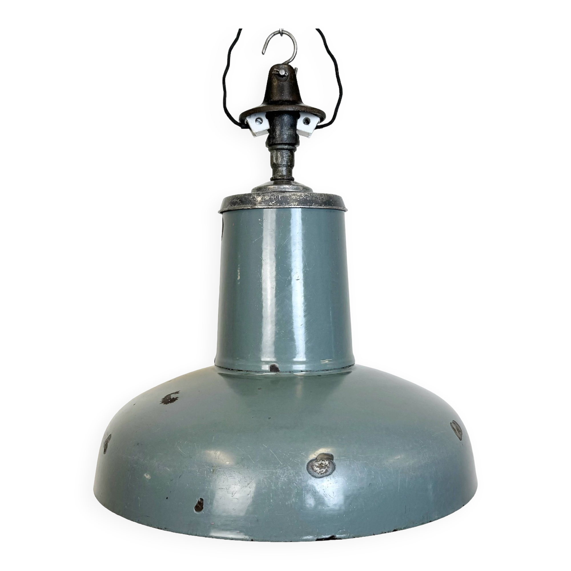 Industrial Grey Enamel Pendant Lamp from Siemens, 1930s