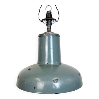 Lampe à Suspension Industrielle en Émail Gris de Siemens, 1930s