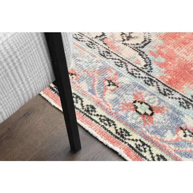 1970s Vintage Turkish Oushak Handmade Wool Cotton Red Area Rug 190x310
