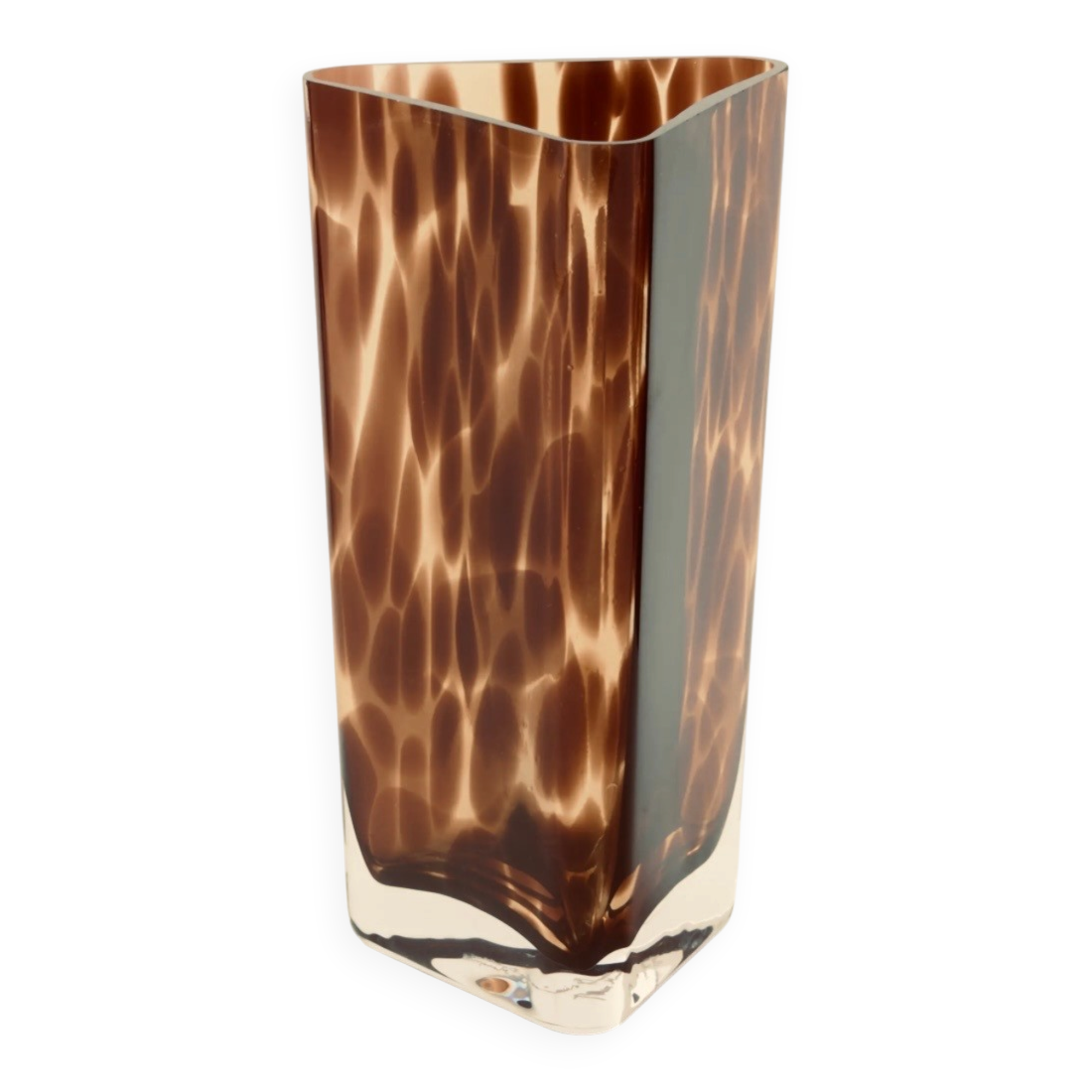 Large triangular glass vase