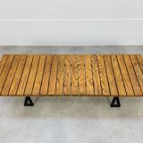 Coffee table with slats 50s bench format style Alain Richard