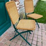 Pair of rattan folding chairs