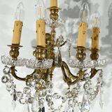 Bronze and Crystal Wall Lights with Pendants, Louis XV style – Late 19th century