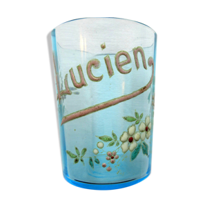 verre bleu émaillé