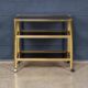 20thC BRASS & SMOKED GLASS DRINKS TROLLEY ATTRIBUTED TO MAISON JANSEN c1970