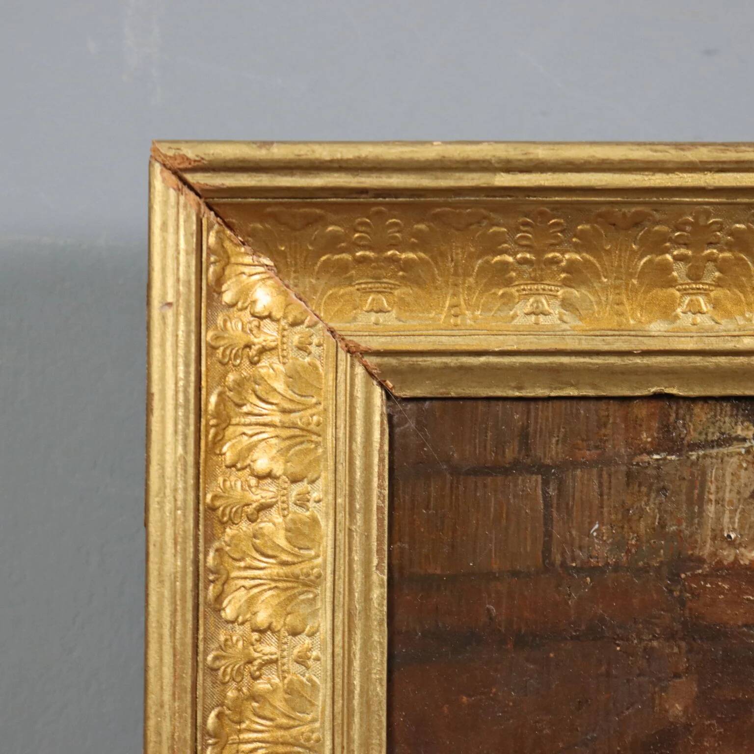 Ancient painting "Architectural Folly" in oil on canvas, 18th century.