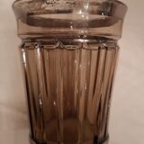 Carafe, glass and pot Portieux in smoked glass and silver art deco