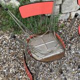 4 red Formica chairs with Eiffel legs 1950