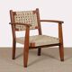 Armchair in solid oak and rope, 20th-century work.