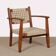 Armchair in solid oak and rope, 20th-century work.