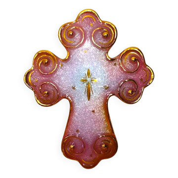 Croix en émail de Limoges, Atelier P. Bonhomme, années 1990 - Fabriquée à la main