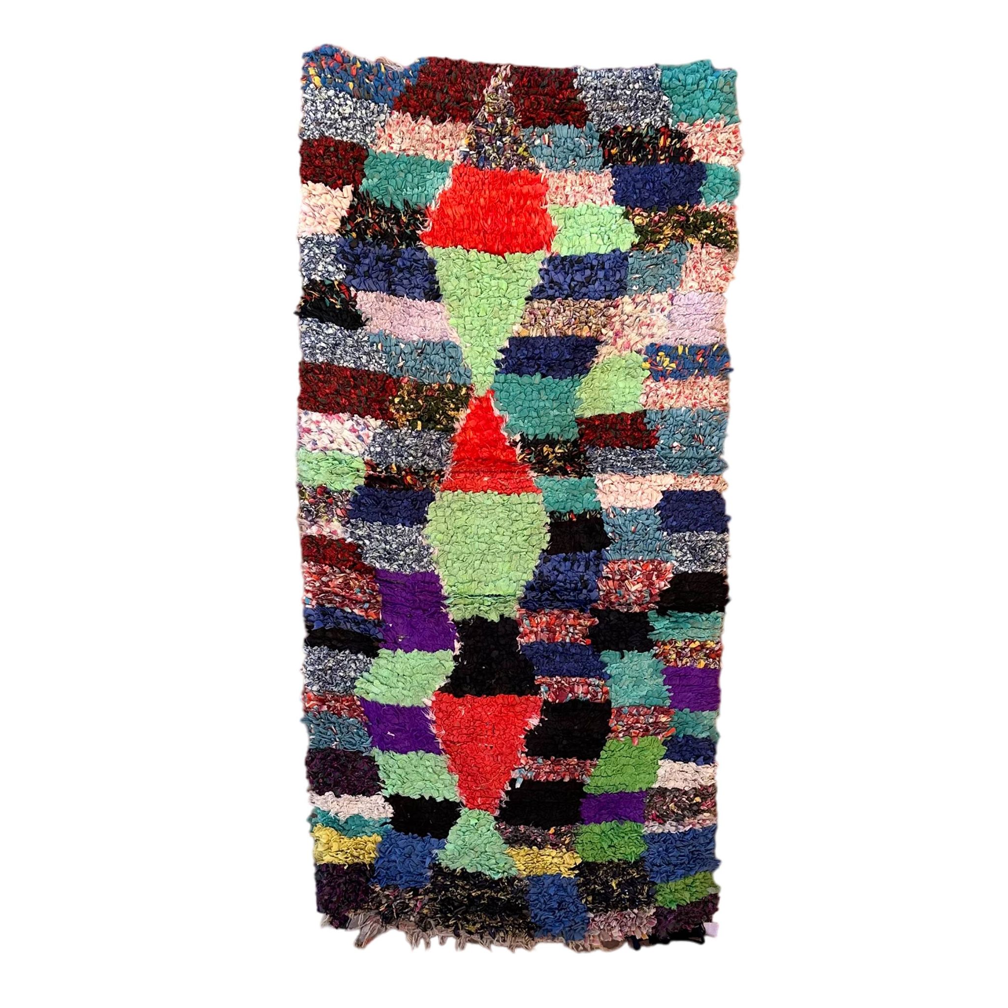 Tapis Marocain Boucherouite coloré - 90 x 187 cm