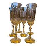 Set of 6 crystal champagne glasses, 1960s.