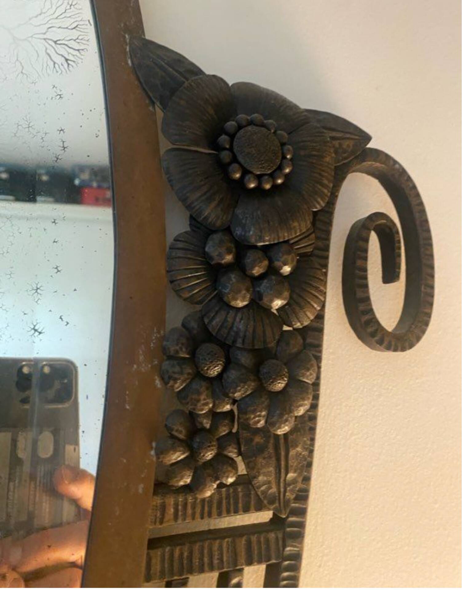 Art deco wrought iron mirror