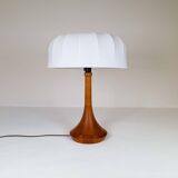 Mid-century table lamp in solid teak by Lisbeth Brams, Denmark, 1960s.