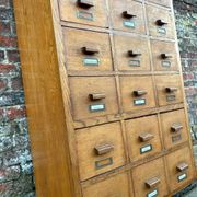 Large vintage workshop furniture with 30 drawers, antique haberdashery compartments.
