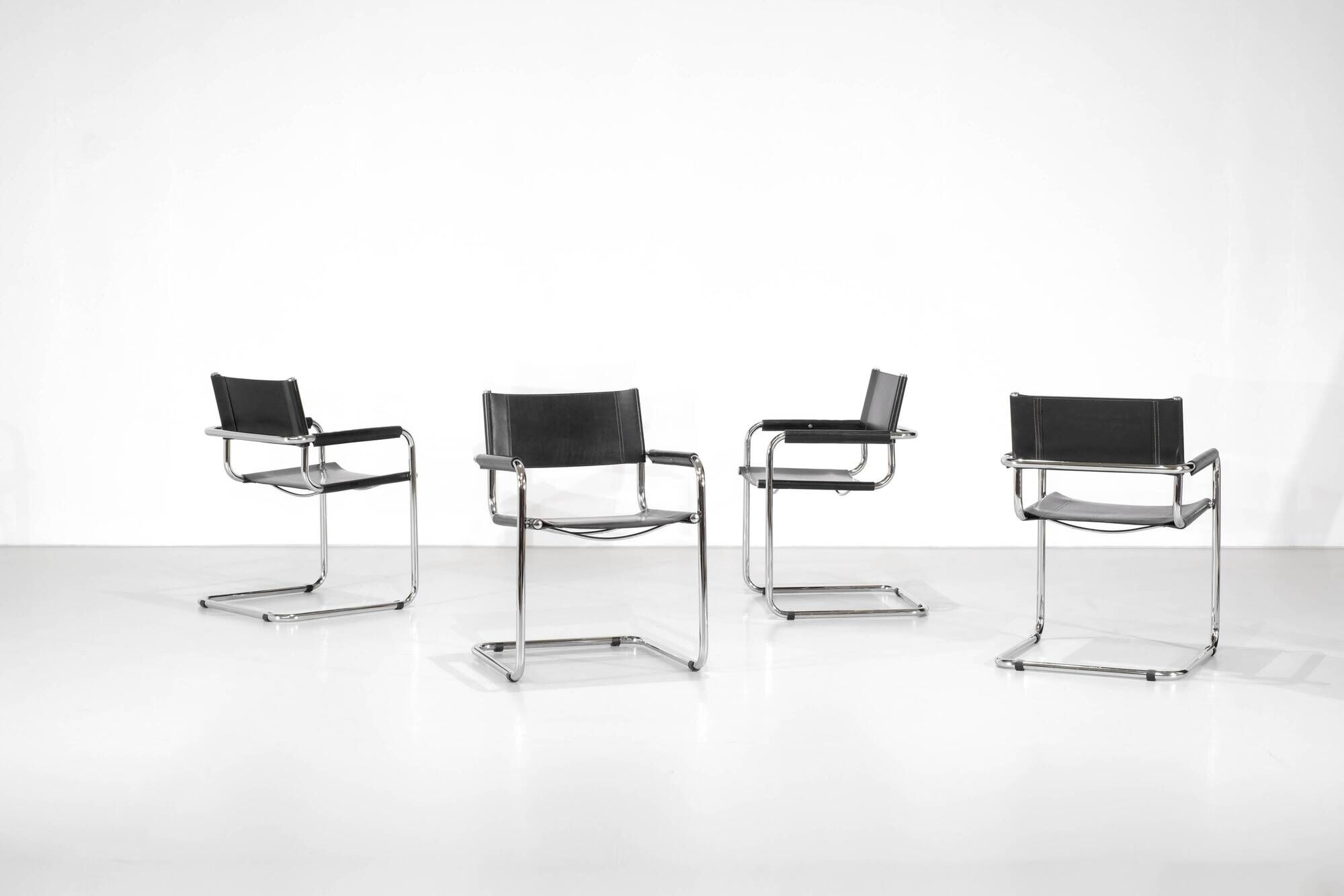 "S34" chairs by Mart Stam and Marcel Breuer for Fasem, Italy 1980s.