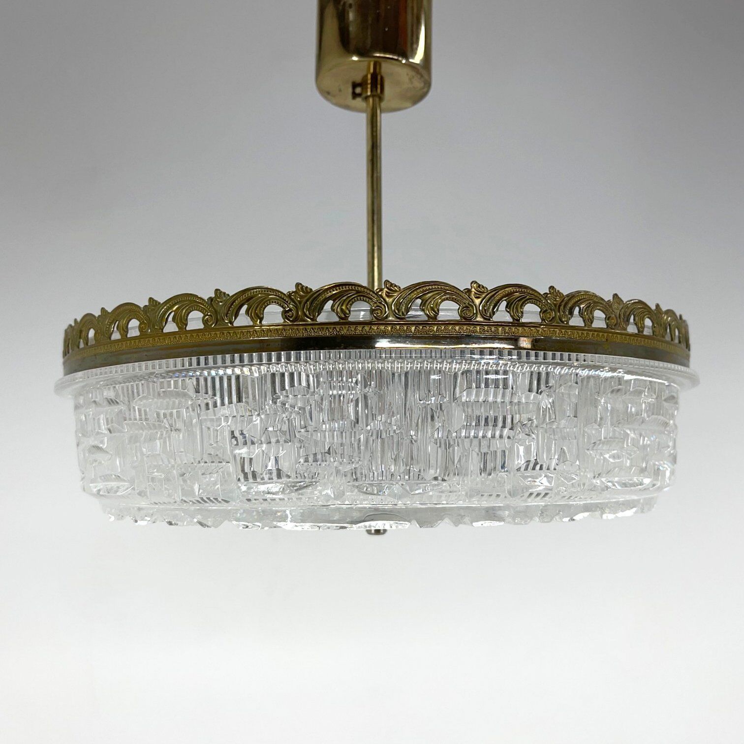 1960's Pressed Glass Pendant with Decorativ Rim, Czechoslovakia