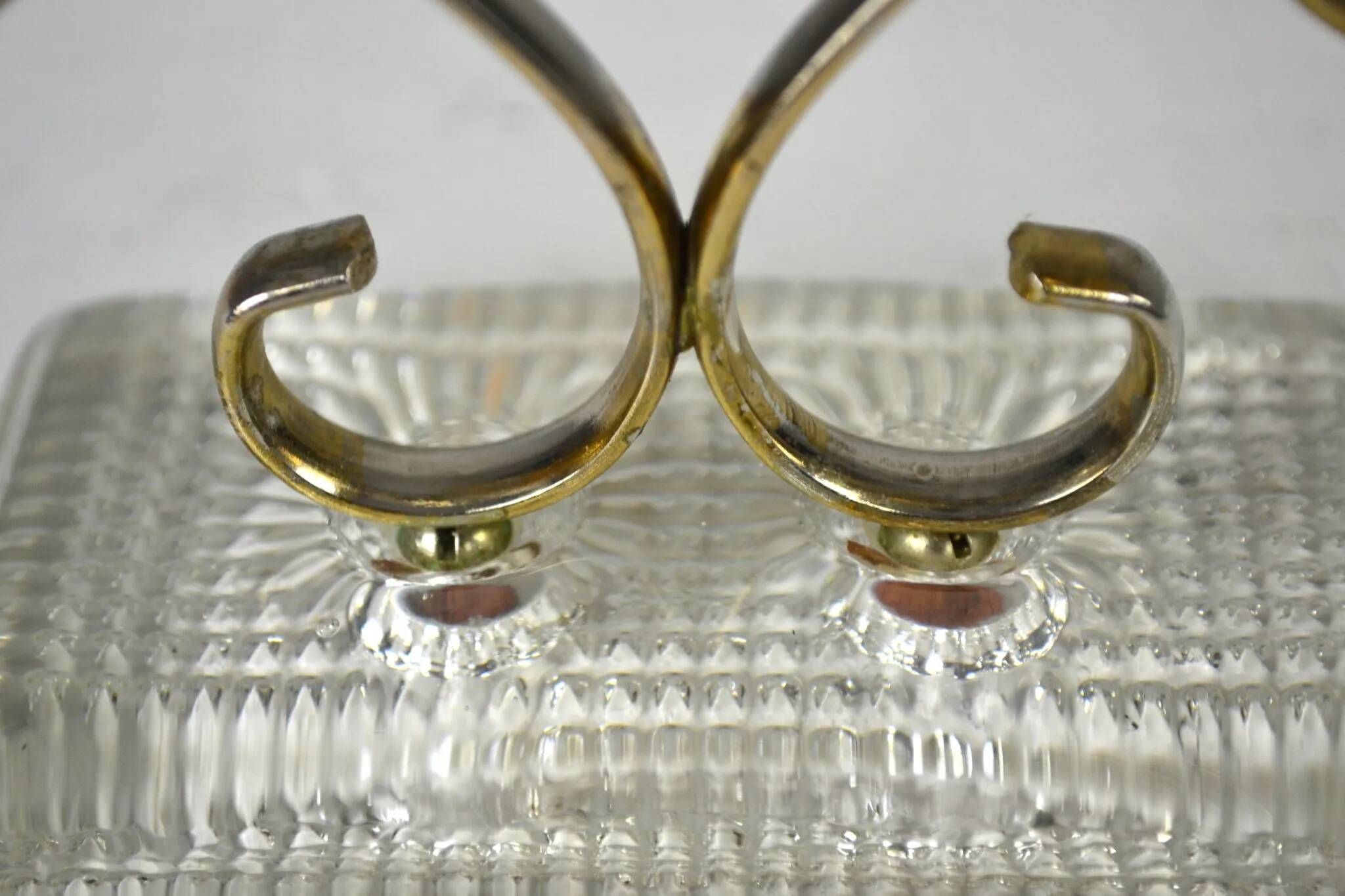 Brass Candelabra with Art Glass Base by Gunnar Ander for Ystad-Metall, Sweden, 1950s