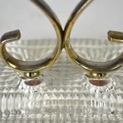 Brass Candelabra with Art Glass Base by Gunnar Ander for Ystad-Metall, Sweden, 1950s