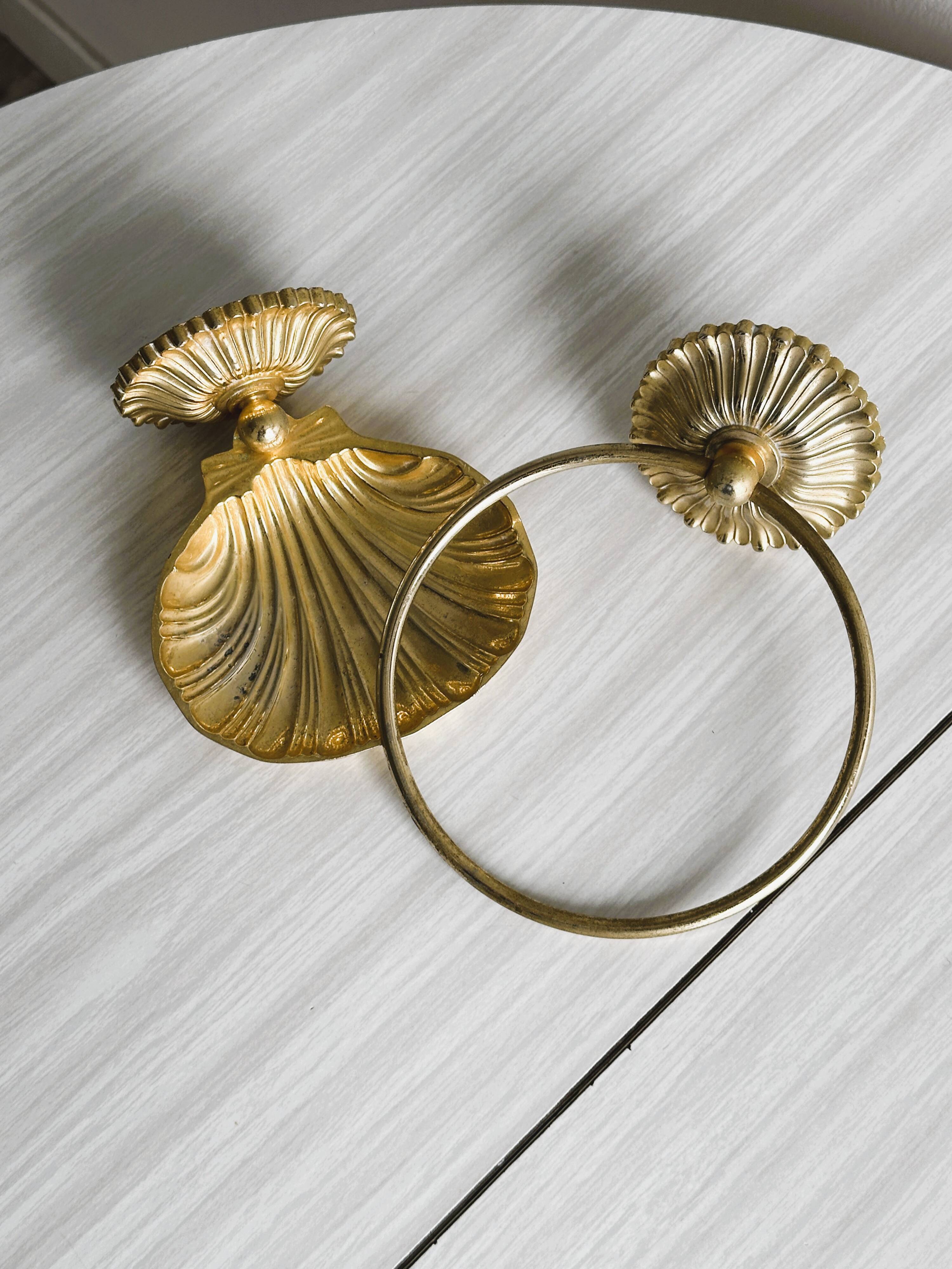 Gold metal bathroom accessories