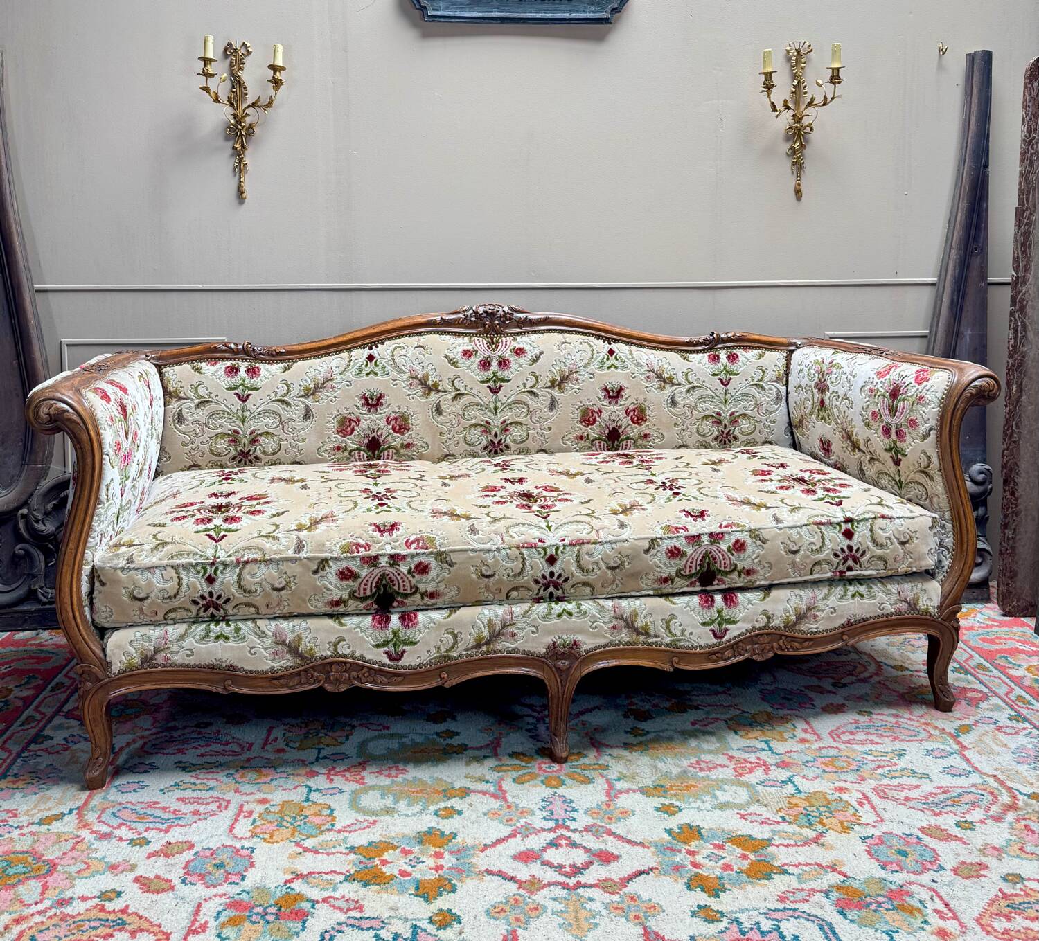 Cross Bed Known as “Turkish” in Walnut, Louis XV Style, 19th Century