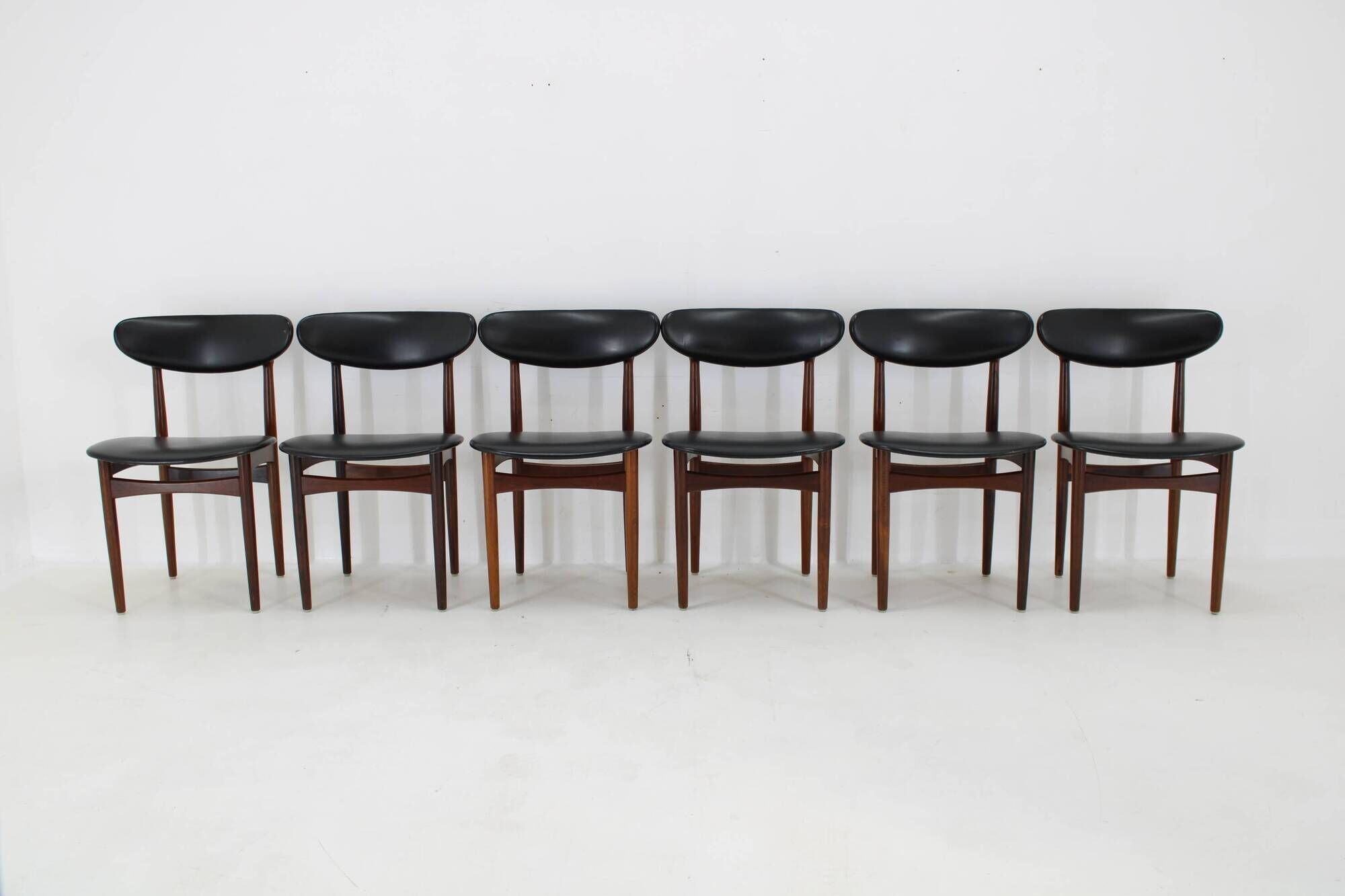 1960s Set of Six Scantic Mobelvaerk Dining Chairs in Leatherette, Denmark