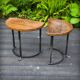 Pair of wrought iron and oak side tables, France, 1930.